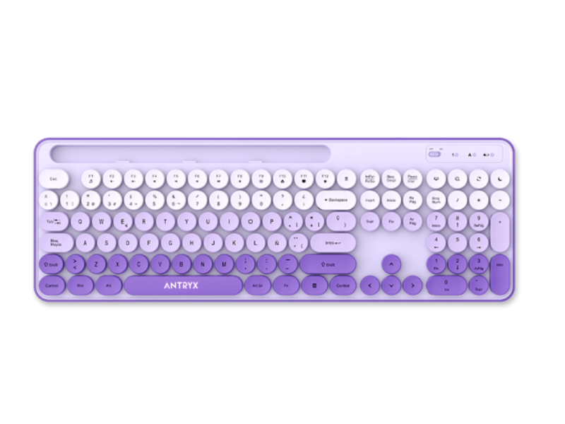 TECLADO Y MOUSE ANTRYX WS-970 WIRELESS PURPLE HOLDER SLOT (ASC-WS970PE)